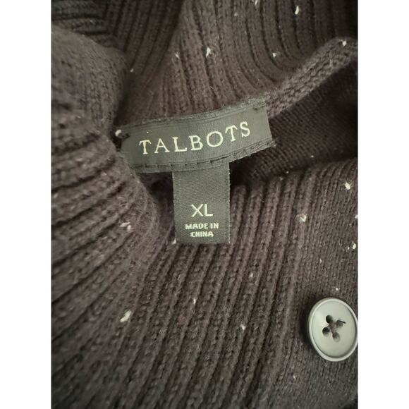 Talbots Sweater Dress XL Speckled Heather Black Buttoned Down Collar Knee Length - Picture 2 of 13